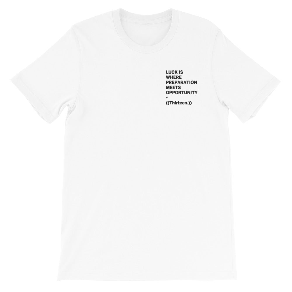 ((Thirteen.)) Embroidered  Short-Sleeve Unisex T-Shirt (White/Gray)